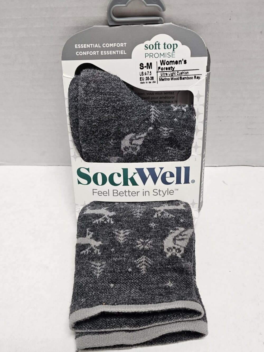 New Soft Top Women Foresty SockWell Marino Wool S-M 4-7.5 Socks Made in USA